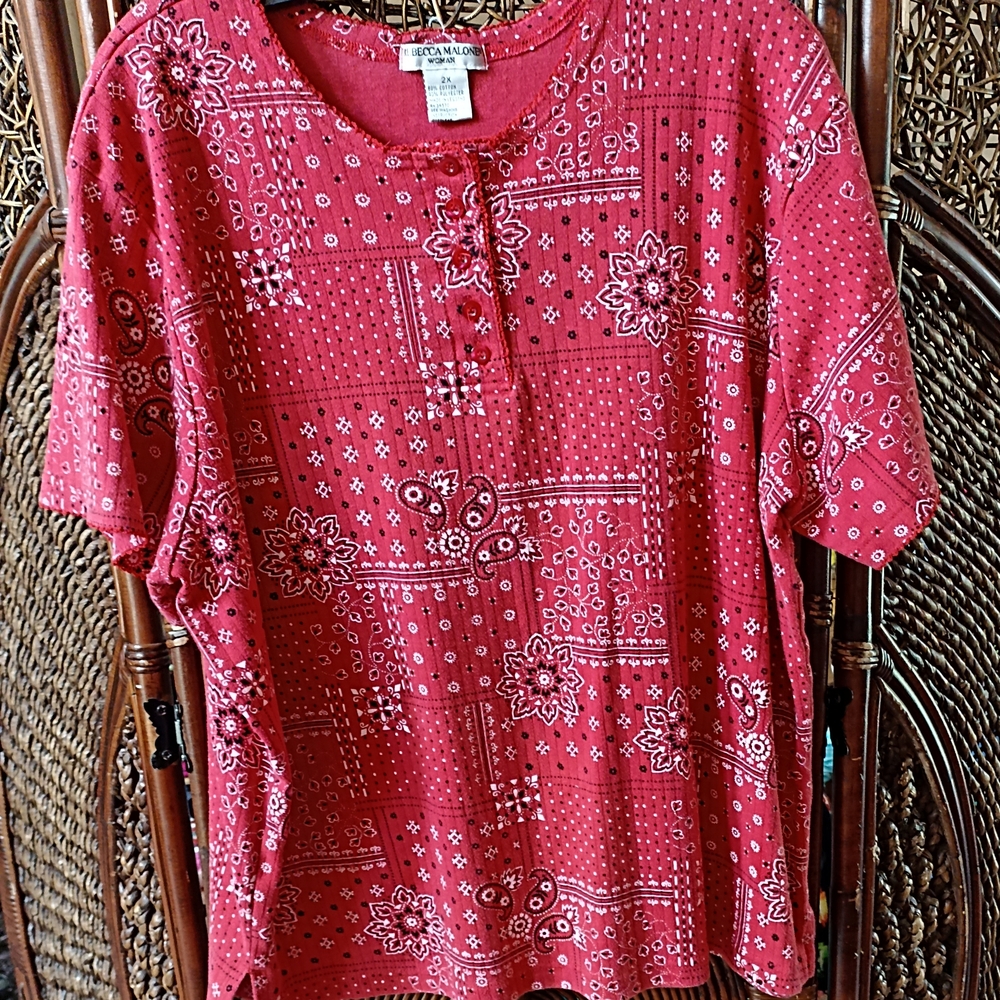 Rebecca Malone Pink Buttoned Polo Blouse